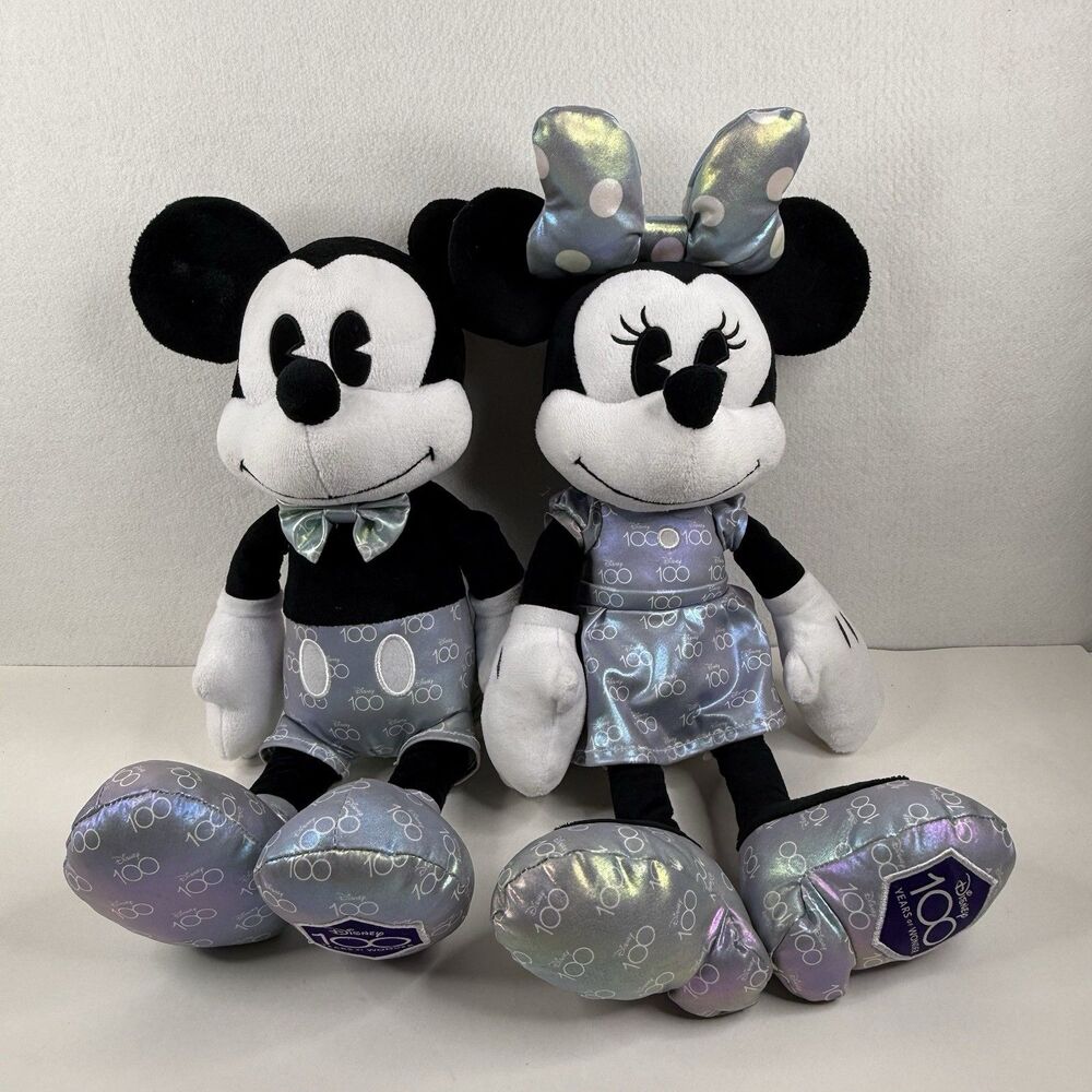 Set Disney 100 years of Wonder Minnie/Mickey Mouse Plush Holographic 17" T-1063